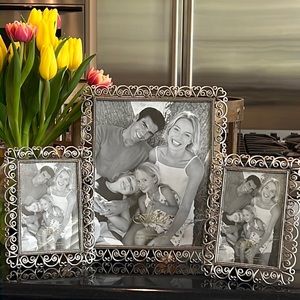 Fetco Heart Vintage Filigree SIlver Pewter Wedding Photo Frame Set of 3